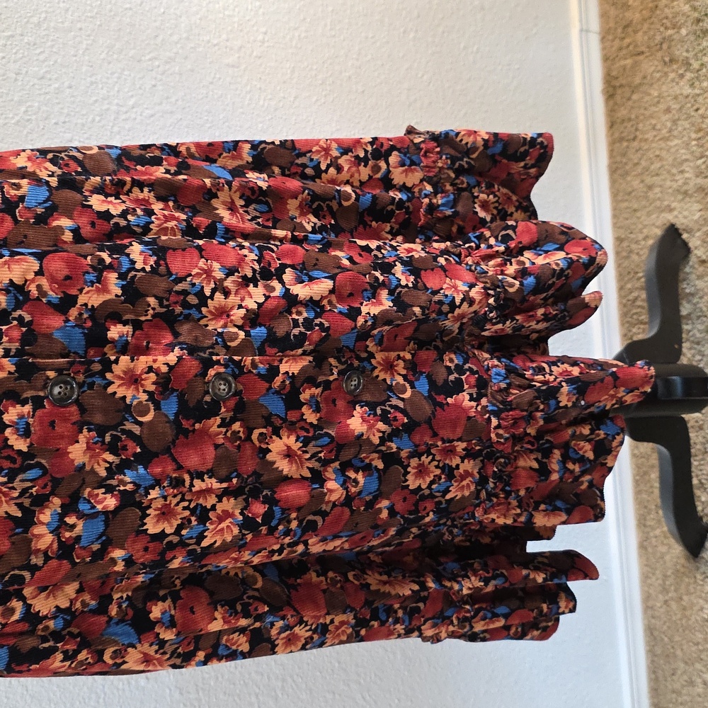 Vintage JCPenney Corduroy  Multicolor Floral Midi Dress Sz 15 - Picture 4 of 12